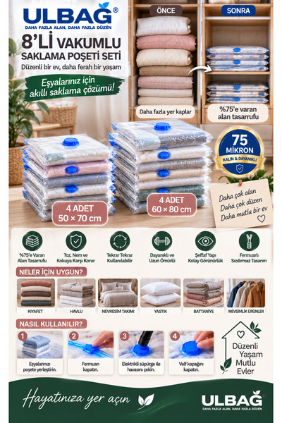 ÜLBAG طقم أكياس تخزين المكنسة الكهربائية من Marufmarket 8 قطع - كيس المكنسة ا...