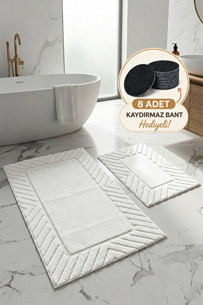 neşe home collection Banyo Paspas Seti 2'li | Makinede Yıkanabilir | Leke Tut...