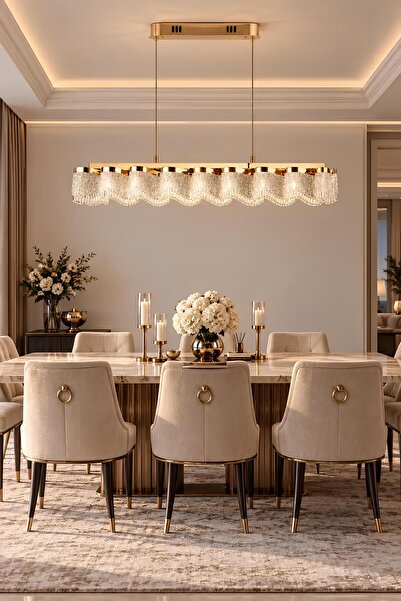 Elvora Home Modern (PREMIUM) Şelale Sarkıt LEDli Avize 3 Renk Gold Salon Aviz...