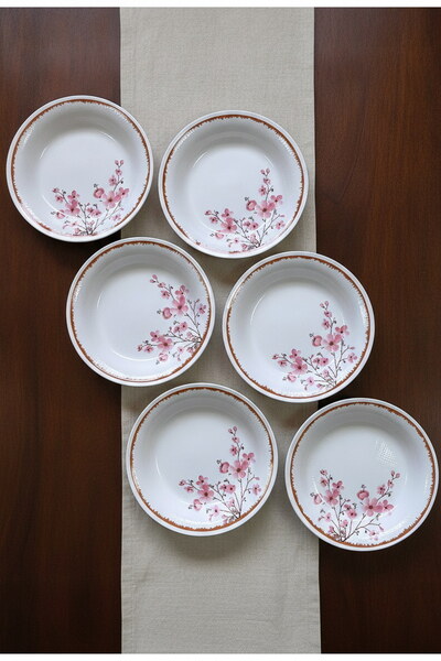 ers erbaşlar Lüx Sakura Desen Seramik 6 Kişilik Yemek Seti (20 cm)