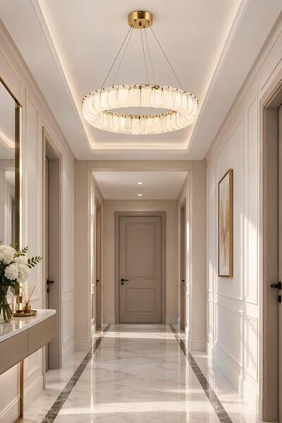 Elvora Home Modern (PREMIUM) LEDli Gold Cam Sarkıt Avize Luxury Salon Yemek O...