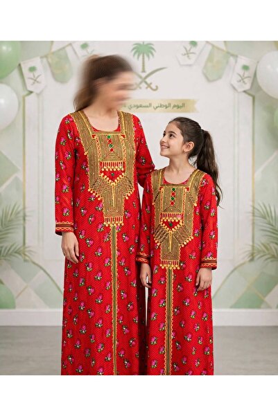 ISHRAQAT AL-AMAL فستان طويل باكمام شعبي ووطني ومناسب للبنات والكبار ومناسب لل...