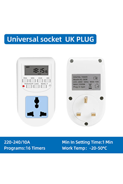 Choice3 UniversalSocket UK Digital Timer Switch Electronic 12/24 Hour Weekly ...