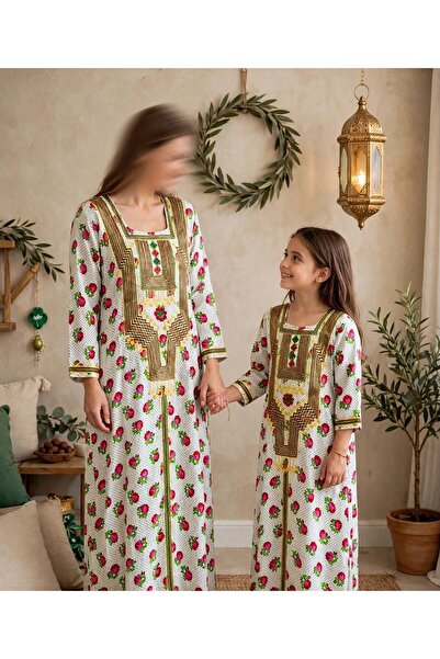 ISHRAQAT AL-AMAL فستان طويل باكمام شعبي ووطني ومناسب للبنات والكبار ومناسب لل...