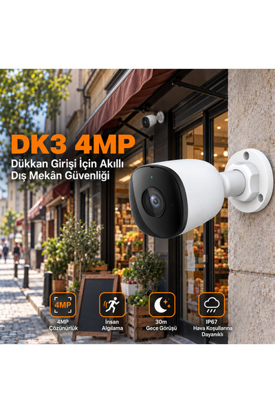 Imou DK3 4MP Dış Mekan Akıllı Kamera 2K Wi-Fi Kamera Bullet Kamera
