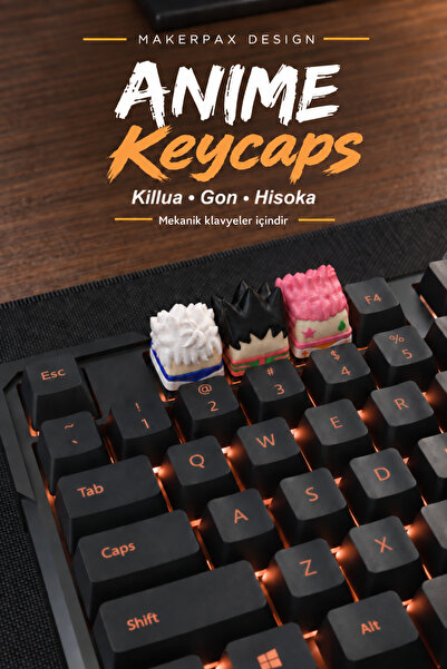 Makerpax Anime Keycaps 3'lü Set Gon, Killua ve Hisoka - Mekanik Klavye Tuş Takımı