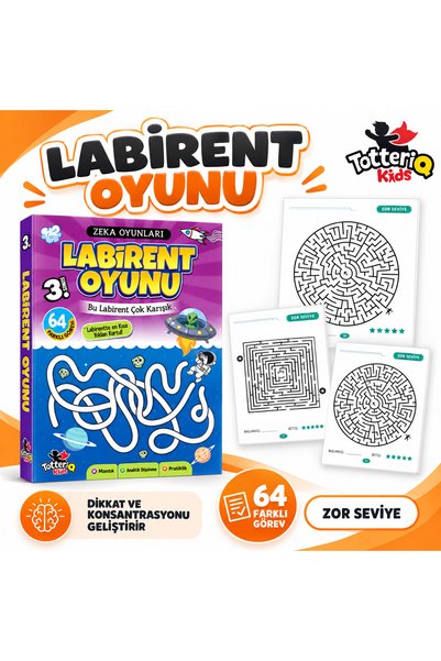 TOTTERİQ Maze Game 3. Level – Set for Developing Difficult Intelligence and Attention for 64 Tasks
