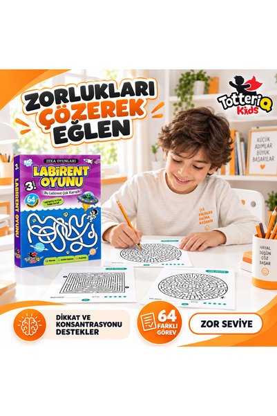 TOTTERİQ Maze Game 3. Level – Set for Developing Difficult Intelligence and Attention for 64 Tasks