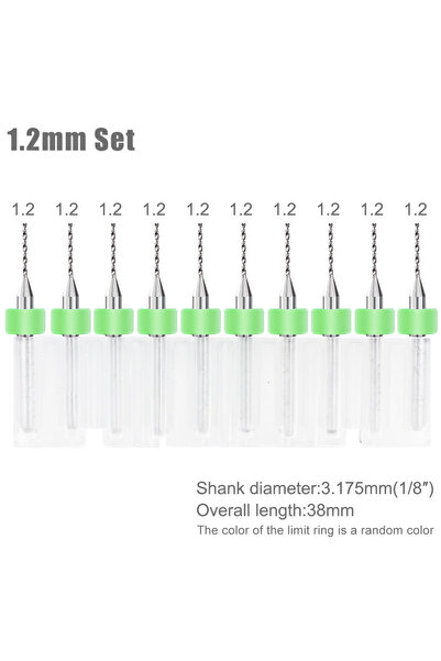 Choice1 10pcs 1.2mm CMCP 10Pcs 3.175 Shank Carbide PCB Drill Bits For Print C...