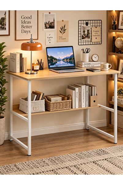 Bojasmiial Ergonomic Computer Desk with Bookshelf - Modern Simple Style Writi...