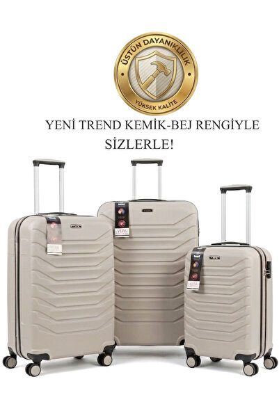 YEFA POLİPROPİLEN KALIN KIRILMAZ GÖVDELİ 3 LÜ VALİZ SETİ