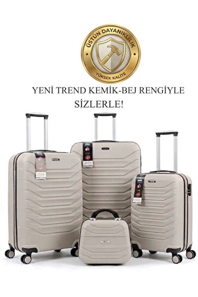 YEFA POLİPROPİLEN KALIN KIRILMAZ GÖVDELİ 4 LÜ VALİZ SETİ