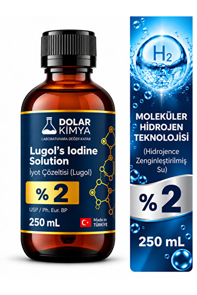 Dolar Kimya Lugol's Solution 2% |   250 ml |   Glass Bottle (Lugol, Iodine, L...
