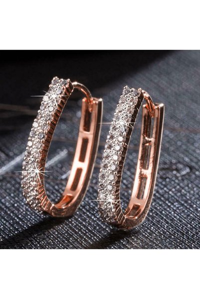 choice2 E4959 Huitan Luxury Full Paved CZ Hoop Earrings for Women Simple Eleg...