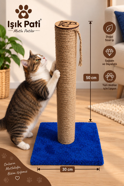 Işık Pati Kedi Tırmalama Tahtası Kare, Yerli İp
