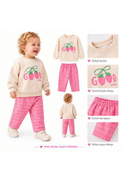 KIZ BEBEK GOOD YAZILI PEMBE 2'Lİ TAKIM
