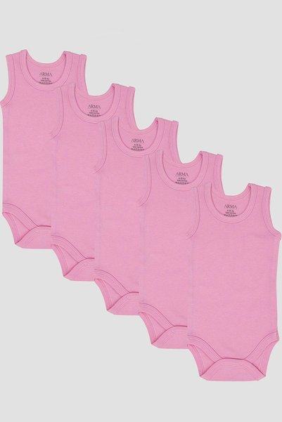 Carlburn # Zıbın Soft Quality 100% Organic Cotton Pink Baby Undershirt Snap F...