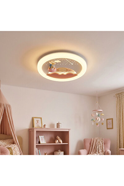 Vera Lighting Kız Çocuk Odası Plafonyer Led Avize Kumandalı 3 Renk Astronot