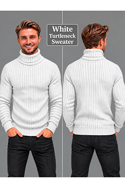 Daniel Lucci Men's Plus-Size Loose-Fit Turtleneck High-Neck Sweater