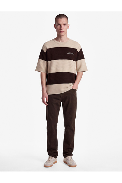Koton Comfortable Fit Color Contrast Textured Crew Neck Short Sleeve Knitwear...
