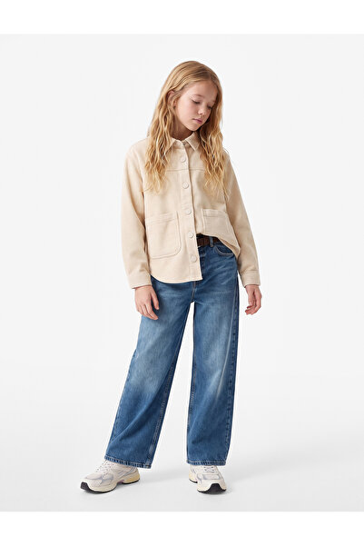 Koton Cotton Long Sleeve Oversized Velvet Shirt