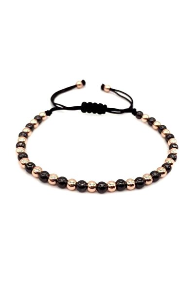 Alnis Atelier Rose Gold Hematit Ve Oniks Doğal Taş Bileklik