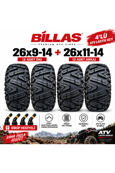 Billas 26x9-14 26x11-14 ATV Lastik Seti 6PR | Off Road Arazi | CFMOTO Segway ...