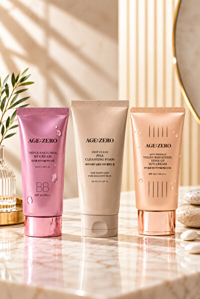 3'lü Vegan Cilt Bakım Seti – BB Krem SPF 30, Güneş Koruyucu SPF 50, PHA Temizleyici Köpük