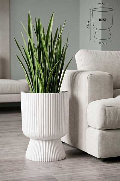 ToXA Ayaklı Deliksiz Saksı 25,5 cm (10,5 Litre) Dekoratif Plastik Çiçek Saksısı