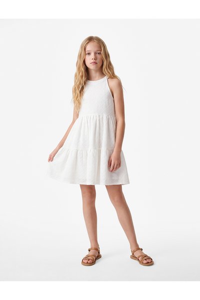 Koton Halter Neck Sleeveless Scallop Mini Dress