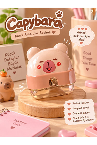 ÖZ OFİS Sevimli Capybara Tasarımlı Hazneli Kalemtıraş - Okul ve Kırtasiye Tip...