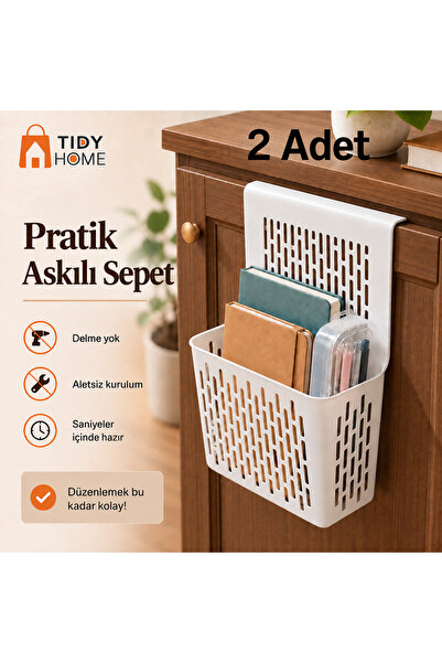 Tidy Home 2 Adet Pratik Asılabilir Mutfak Banyo Dolap İçi Düzenleyici Beyaz O...