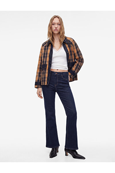 Koton Buttoned High Waist Slim Fit Cotton Spanish Flare Denim Trousers - Flar...