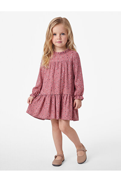 Koton Long Sleeve Mock Neck Floral Pattern Viscose Dress