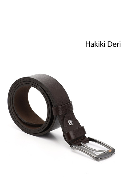 GÖNDERİ(R) Erkek Kahve Antik Hakiki Deri 4 Cm Kot Kemeri