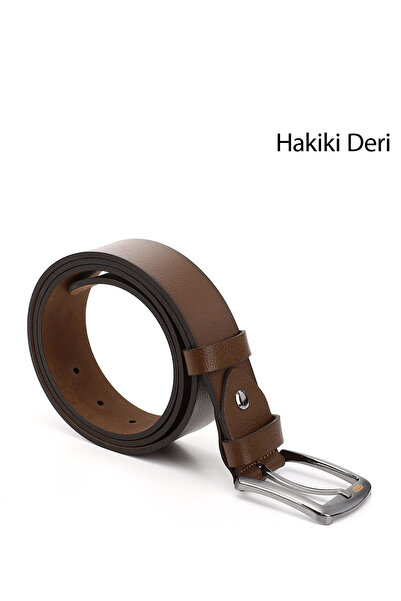 GÖNDERİ(R) Erkek Taba Antik Hakiki Deri 4 Cm Kot Kemeri