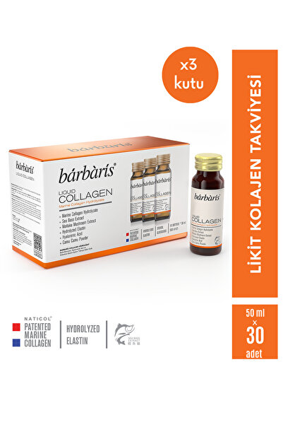 Barbaris Liquid Collagen (Balık Kolajeni Tip1-3) - 3'lü Paket (50ml x 30 adet...
