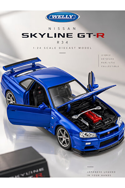 ÖZ OFİS 1/24 Ölçek Fast and Furious Nissan Skyline GTR R34 Diecast Metal Mode...
