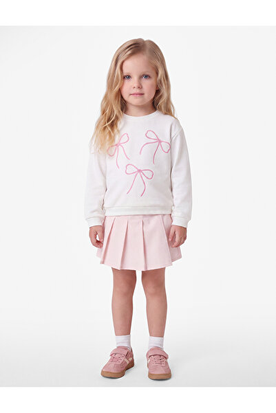 Koton Bowknot Embroidered Long Sleeve Crew Neck Ribbed Sweatshirt