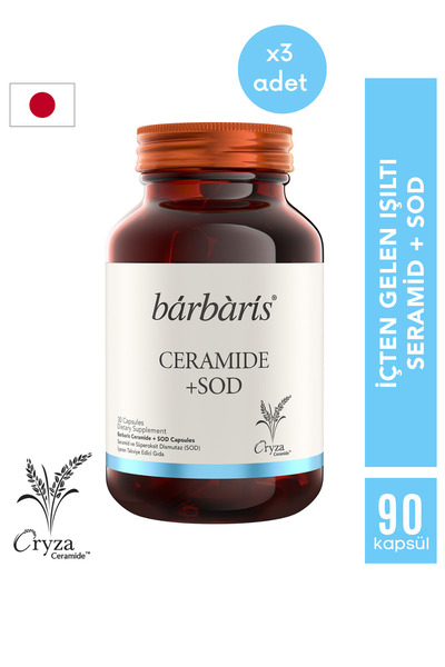 Barbaris Ceramide + SOD - 3'lü Paket (30 Kapsül x 3 adet) - 40 mg Seramid İçe...