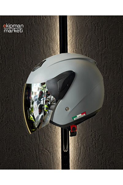 Sway 700 Mat Gri Yarim Kask ( GÜMÜS VIZÖR )