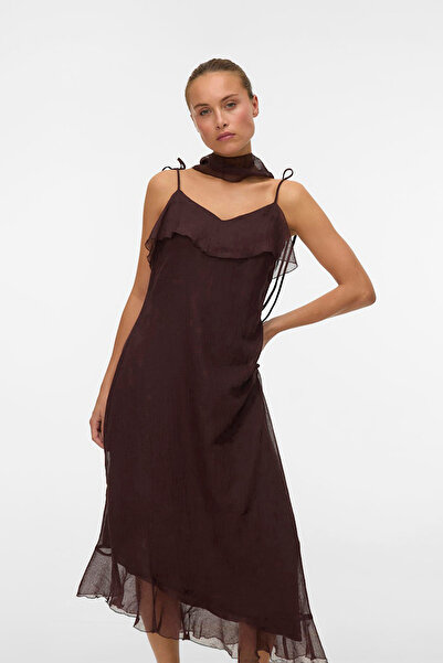 Vero Moda Women's VMSABRINA Black Scarf Flounce Dress Woven