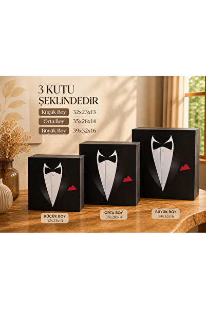 3lü Damat Kutusu Damat Kolisi 3 Boy Çeyiz Kutusu
