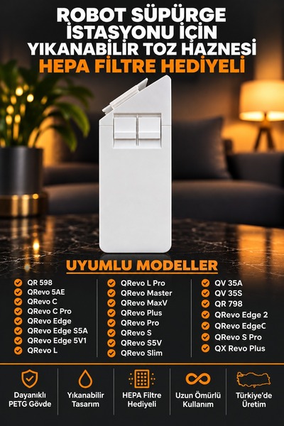 Antalya3Dcim Roborock Qrevo Serisi Uyumlu Yıkanabilir Yeniden Kullanılabilir ...