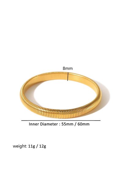 Choice 55mm Gold 8mm 304L Stainless Steel Elastic Bracelet Women 18k Gold Pla...
