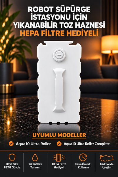 Dreame Aqua10 Ultra Roller / Aqua10 Ultra Roller Complete Uyumlu Toz Haznesi, Toz Torbası Yerine