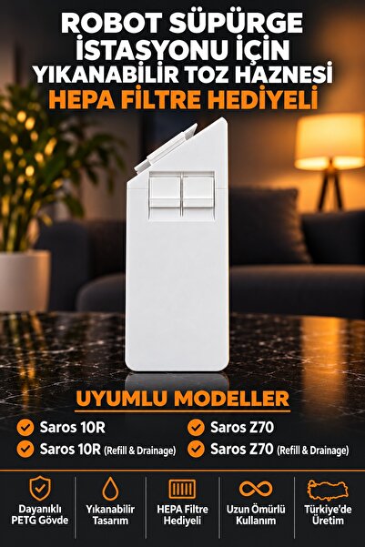 Antalya3Dcim Roborock Saros Z70 / Saros 10R Uyumlu Yıkanabilir Yeniden Kullan...
