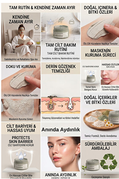 Lila Soft Saf Kil Akne Ve Siyah Nokta Karşıtı , Gözenek Sıkılaştırıcı Kil Maskesi 100 Ml