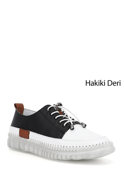 GÖNDERİ(R) Kadın Siyah Bağcıklı Hakiki Deri Sneaker