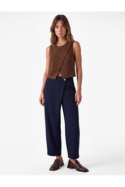Koton Straight-Leg Fabric Trousers with Side Pockets and Asymmetrical Closure...